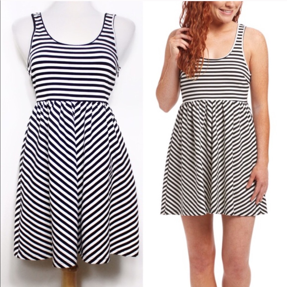 Minkpink Crossing the Rubicon Striped Black and White Dress